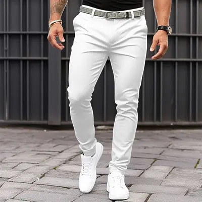 Herren Uni Slim-Fit Freizeithose mit Taschen und Reißverschluss - 8