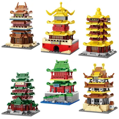 Chinese Architecture Building Blocks, Yellow Crane Tower, Small Particle Educational Set - 6