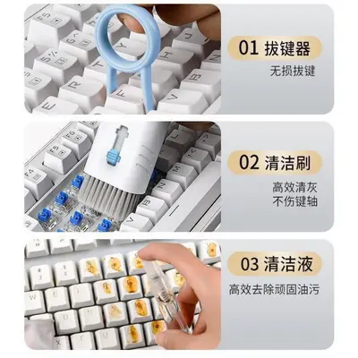 7-in-1 Multifunktional-Computertastatur-Reinigungsbürsten-Set Bluetooth-Ohrhörer-Reinigung Handy-Bildschirm-Staubentfernung Tasten-Abzieher
