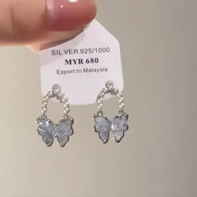 Crystal butterfly earrings, luxury design - 7