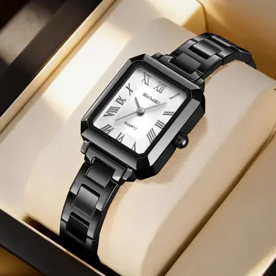 Shike Mei luxury women's watch, square design steel band waterproof - 12