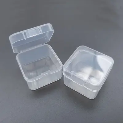 T plastik şeffaf küçük kare kutu mücevher kutusu kulak tıkaçları küçük kutu takı mini saklama kutusu LOGO ile özelleştirilebilir - 12