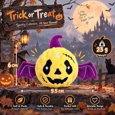 Halloween Ghost Pumpkin Decoration and Squeaky Pet Dog Toy - 8