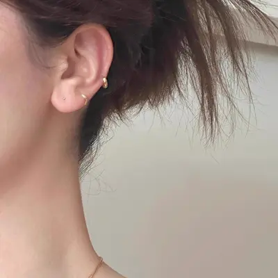 睡觉免摘小巧精致素圈耳环耳骨环925银针小众高级感设计百搭耳扣