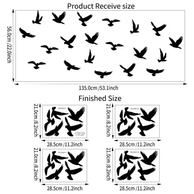 Seagull Bird Wall Sticker Set, Removable Electrostatic Film, PH1238 - 7