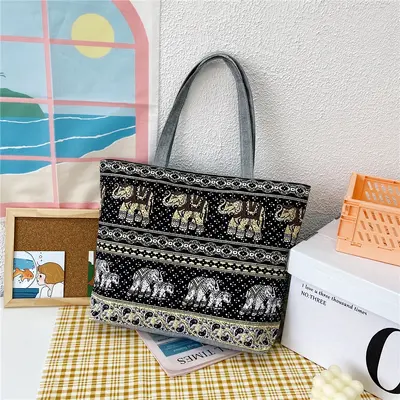 Large Capacity Printed Canvas Shoulder Bag for Women, Korean-Style Tote - 13