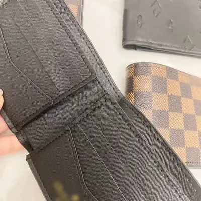 Multi-Card Slot Men's Short Wallet, Plaid Design - 4