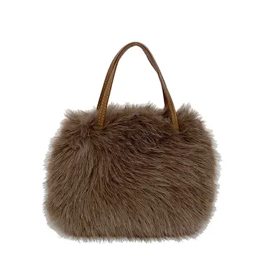 Women's Handbag, Plush and Beaded, Small Square Shoulder Bag - 12