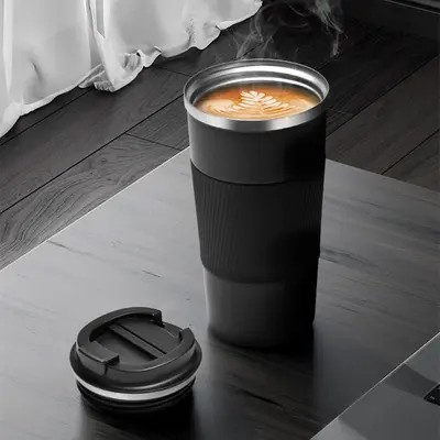 Silikon Kılıflı Paslanmaz Çelik Termos Kahve Bardağı 380 ml / 510 ml - 1