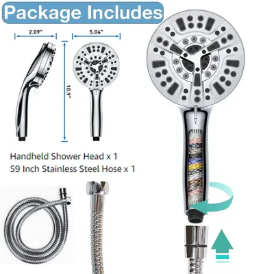 Chlorine-Filter High-Pressure Shower Head Set, 9 Functions - 8
