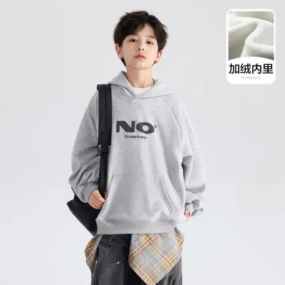 Boys' Black Hooded Sweatshirt for Autumn - 10
