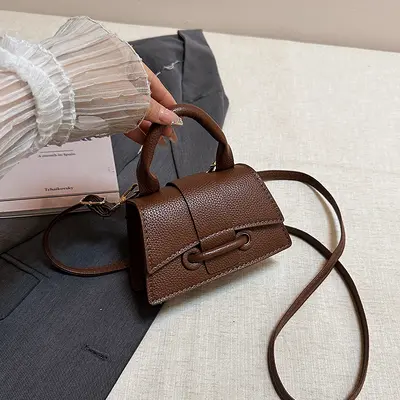 Retro Women's Shoulder Bag, Autumn Winter Style, Small Square Drawstring Bag - 8