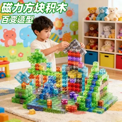 Transparent Magnetic Block Building Set, Educational Toy, Large Pieces - 2