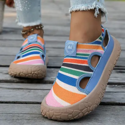 Damen-Sommerschuhe, Ausschnitte, leicht, Slip-on-Flyknit - 7