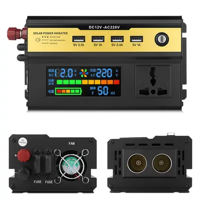 Kemei KFZ-Wechselrichter 12V auf 220V, 1000W 2000W, mit Batterieanzeige - 6