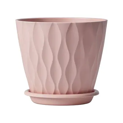 Plastic Planter with Saucer, Scandinavian Style White, Large Plant Pot - 13