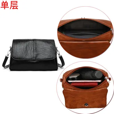 Soft Leather Large-Capacity Wide Strap Crossbody Bag for Women - 11