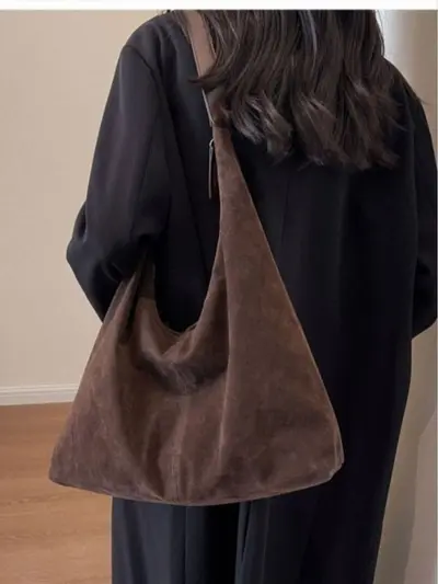 Retro Suede Underarm Tote Bag for Women, Large Capacity Single Shoulder