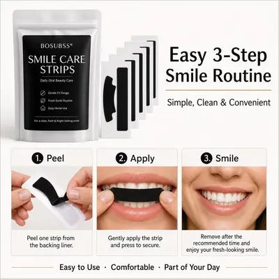 Black Teeth Whitening Strips, 5 Pcs Pouch, Disposable - 4