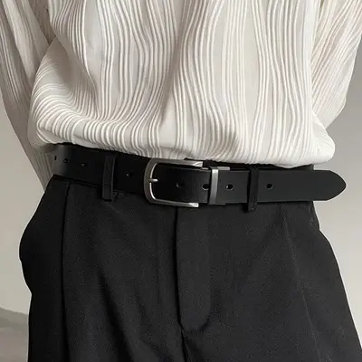 Men's belt %100 genuine leather pin buckle cowhide belt youth versatile fashion men's belt men's wholesale high quality.