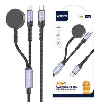 1.2m 2-in-1 Wireless Charger PD30W Compatible with Apple iWatch - 7