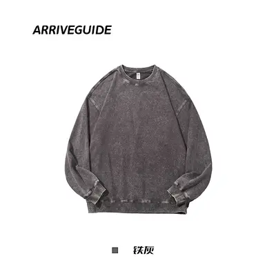 350 gsm 100% Cotton Washed Crew Neck Sweatshirt for Men and Women - 13