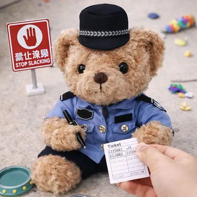 Polis trafik ayısı peluş oyuncak, polis üniformalı