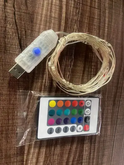 16-Color USB LED RGB Copper Wire String Lights with 24-Key Remote - 8