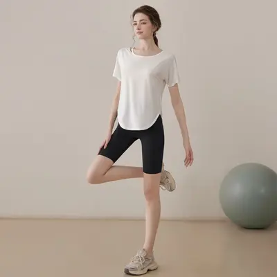 Women's yoga top, short sleeve, breathable, quick dry - 10