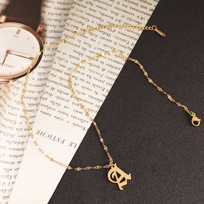 Paslanmaz Çelik A-Z Gotik Harf Kolye Ucu, 18K Altın Kaplama, DIY Takı - 4