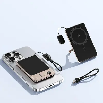 Yeni Manyetik Şarj Teknolojili Hızlı Şarj Yüksek Kapasiteli 3 İn 1 Akıllı Saat Ultra İnce Kablosuz Taşınabilir Güç Kaynağı Apple 17 Uyumlu - 9