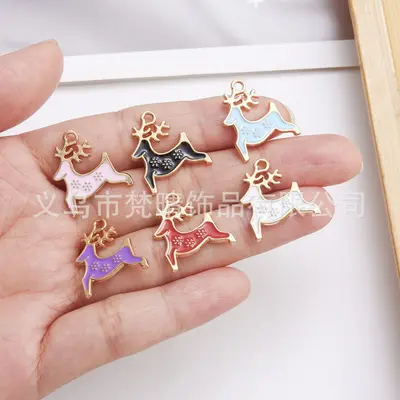 Sevimli geyik alaşım kolye ucu, Noel DIY takı aksesuarı