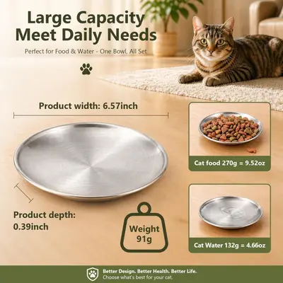 304 Stainless Steel Cat Bowl Set of 4, 6.7 Inch, Gold and Silver