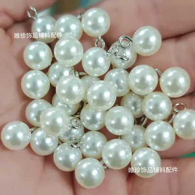 ABS Pearl Pendant with Hanging Ring, Decorative Charm for Wedding Gift Bags - 13