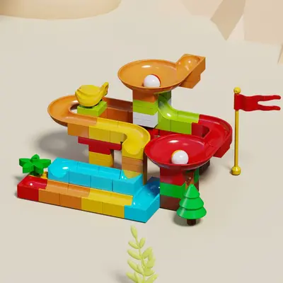 Building Block Set with Slide Track and Marble Run, Ages 3-6 - 6