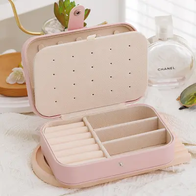 Cross-border simple portable jewelry box travel jewelry storage bracelet jewelry earring storage jewelry box ready for sale - 9