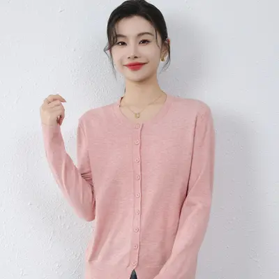 Leichte Strickjacke mit Rundhals, Mischgewebe, Damen-Herbst-Winter-Pullover - 11