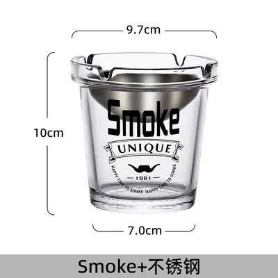Funnel Glass Ashtray with Lid for Home and Living Room - 7