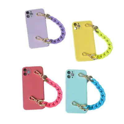 Colorful Herringbone Acrylic Phone Short Chain Resin Chain, Contrast Color Retro Handmade Detachable Chain Bag Decorative Chain