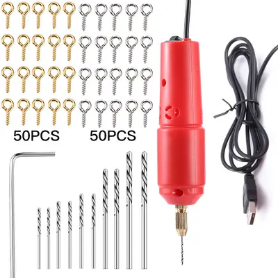 USB electric mini drill set, red - 10