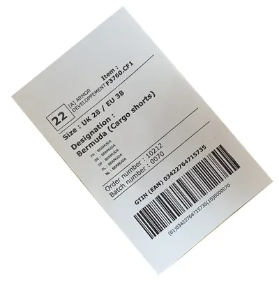 Waterproof Barcode Shoe Box Adhesive Labels, Printable