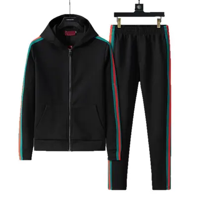 Baumwoll-Kapuzen-Trainingsanzug mit Reißverschlussjacke, Unisex