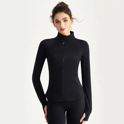 Damen Yoga-Jacke mit Daumenlöchern und Stehkragen - 6