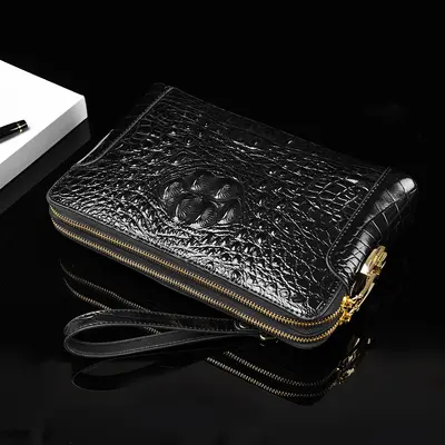Men's Crocodile Pattern Clutch with Combination Lock, Large Capacity - 7