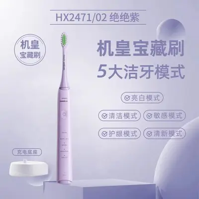 飞利浦（PHILIPS）电动牙刷声波震动亮白全自动软毛刷牙刷 HX2471 - 8