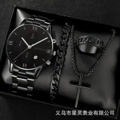 Herrenquarz-Armbanduhr mit Kalender, Stahlband - 8