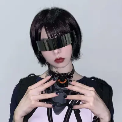 Women's One-Piece Party Sunglasses, Sci-Fi Headband Design