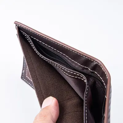 Men's Short Wallet, Multi-Card Slots, Horizontal and Vertical Style, Embossed Leather - 4