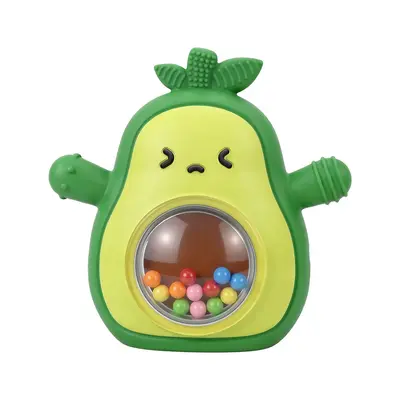 Yeni Model Avokado Çıngıraklı Diş Kaşıyıcı Dişe Duyarlı Gıda Sınıfı Bebek Silikon Diş Çıkartma Çubuğu Bebek Koruyucu Eldiven Çiğneme Oyuncağı - 7