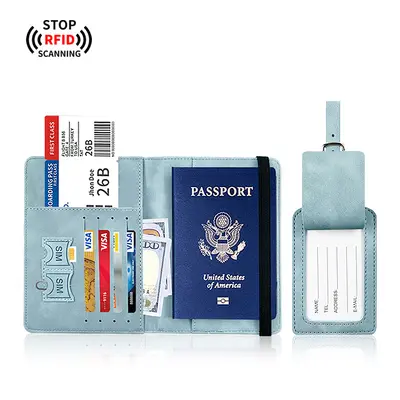 PU deri anti-manyetik pasaport çantası bagaj etiketi seti deri anti-hırsızlık fırçası RFID pasaportluk belge çantası hazır pasaport kılıfı